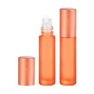 China Rainbow 10ml Cosmetic Luxe Body Oil Roller Bottle With Brushed Foil Cap for sale