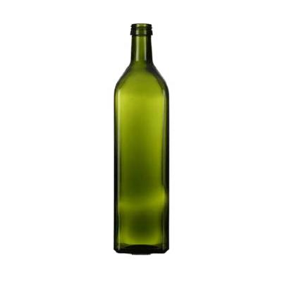 China Food 250ml, 500ml, 750ml Square Green Square Olive Oil Glass Bottle Clear Olive Oil Bottle for sale