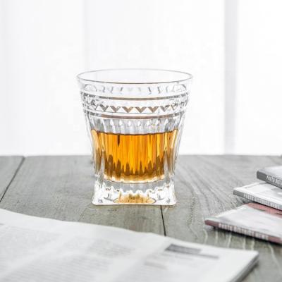 China High Quality Ribbed Glass Cups Whiskey 240ml Ribbed Glass Whiskey Mugs for sale