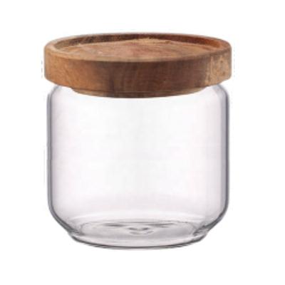 China 400ml Food Lid Jar Bamboo Borosilicate Glass for sale