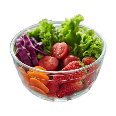 China High borosilicate pyrex glass salad bowl 500ml 1000ml 2000ml 3000ml viable tempered glass salad bowl for sale