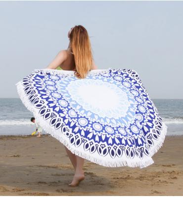 China Drop Shipping Printed Quick Dry 200gsm Terry Tassels Sand Free Round Towel Blanket Beach for sale