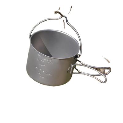 China High quality outdoor camping camping accessories kitchen tableware mug titanium camping activty cooking pot for hiking for sale