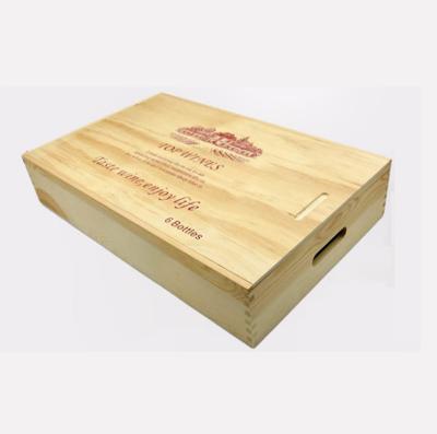 China Customized Handmade Wine Box Wooden Box Wine Gift For Six Bottles Wooden Bamboo Boxes for sale