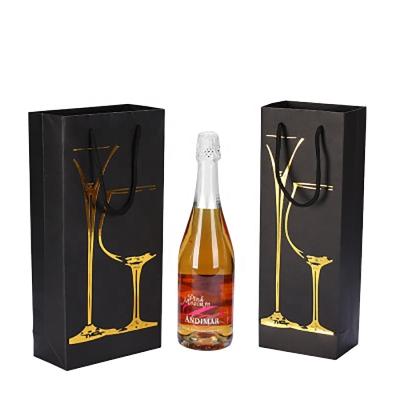 China Handmade custom packaging box for wine with single or double 750ml wholesale hot stamping glass printed wine gifts bags for sale