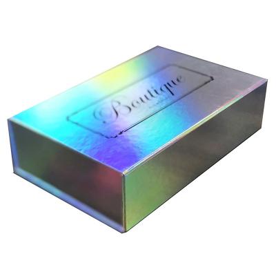 China Laser Silver Box Handmade Customized Foldable Boxes Clothes&shoes Packaging Folding Gift Boxes for sale