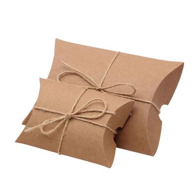 China Wholesale Classic Elegant Luxury Pillow Boxes Vintage Kraft Paper Packaging Bag For Christmas Cardboard Paper Gift Box for sale