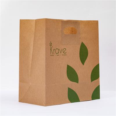 China Restaurant Materials Online Recycled Delivery Carry Out Paper Bag 100% Compostable Bag Take Away Bag for sale