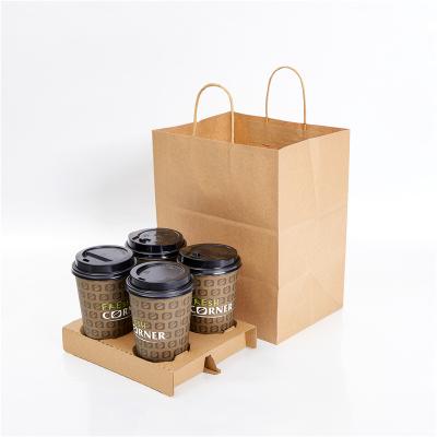 China Materials Coffee Use 4 Coffee Cup Take Out Bag Recycled Paper Bag for sale