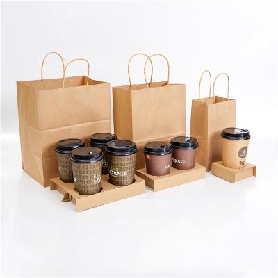 China Recycled Materials Coffee Cup Eco Take Away Bag Paper Bag Takeout Drink for sale