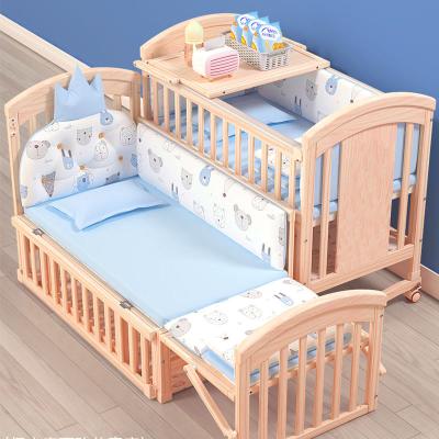 China Portable Foldable Solid Wood Crib Crib Adjustable Portable Solid Wood Baby Crib Baby Cradle Bed Crib Swing for sale