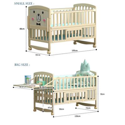 China Wooden Baby Cradle Pine Wood Baby Cribs Multi-Functional Wooden Twin Kids Cribs Factory Foldable Custom Safety Bed Crib for sale