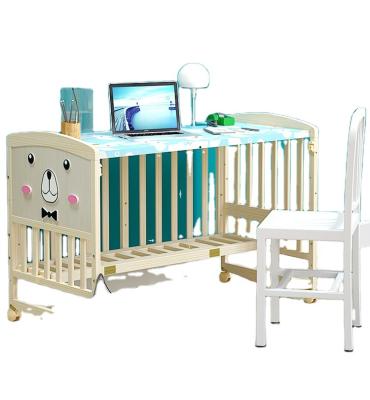 China Eco-Friendly Collapsible Bedside Crib Bebe Wood Baby Crib Cuna Babybett Pine Wholesale Price Cot Cradle for sale