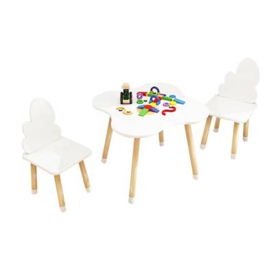 China Solid Wood Modern Children Small Baby Table and Table Set Kindergarten Baby Drawing Toy Chair Set White and Pink Table for sale