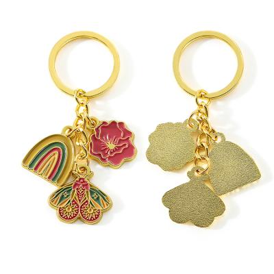 China Wholesale Cute Flower Logo Key Chain Flower Key Ring Custom Keepsake for sale