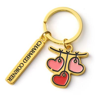 China Custom Heart Shaped Love Couples Metal Keyholder Keepsake Holder Key Chain With Engraved Logo For Keepsake for sale