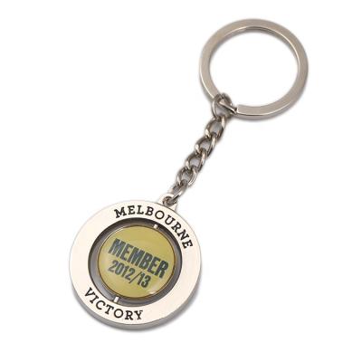 China Promotional Gifts Customized Logo Floating Keychains No Minimum Melbourne Victory Logo Epoxy Spin Key Holder for sale