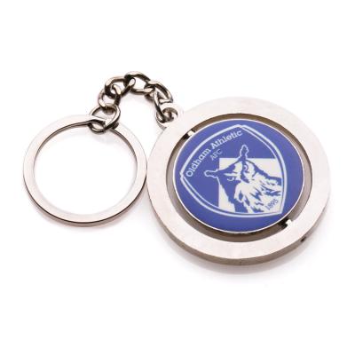 China Custom Metal Round Logo Oldham Athletic Football Club Keyholder Floating Metal Keychain for sale