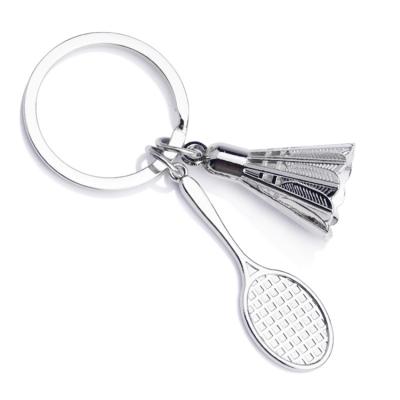 China Souvenir Mold Sports Badminton Key Chain Stainless Steel Metal Key Chain Ring Running for sale