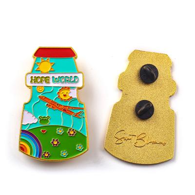 China Europe 2021 New Fashion Cute Milk Bttle Shape Metal Enamel Pin Custom Made Enamel Pins for sale