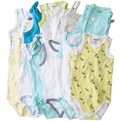 China Breathable Cute Newborn Babies Romper Bundle Baby Bodysuit Sleeveless Baby Clothing Sets Summer Clothes Cotton Infant Boys Tops for sale