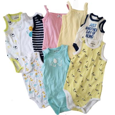 China Wholesale Breathable Baby Boy Girls Summer Clothes Newborn Cartoon Pattern Cotton Jumpsuit Baby Sleeveless Romper for sale