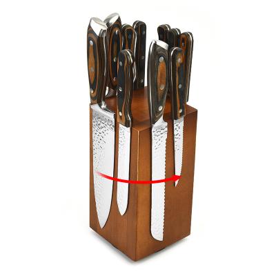 China Home.Restaurant.Bar.Hotel.Wedding. Super Markets Promotion New Arrival Rotate Magnetic Knife Block Holder All Sides Rubber Wood Base Solid Knife Holder for sale