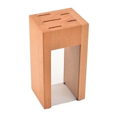 China Concise Set Viable Kitchen Acrylic Knife Holder Dish Beech Wood Style Wooden Block for sale