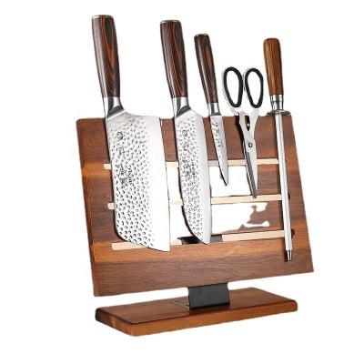 China Sustainable Modern Kitchen Tools Storage Organize Rubber Wood Magnets For Knife Holder for sale