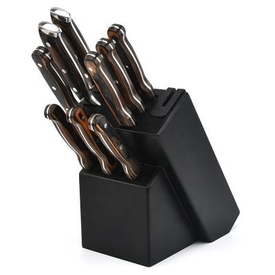 China 15 Pieces Durable Black Tool Holder Set Multifunctional Knife Holder With Sharpener for sale