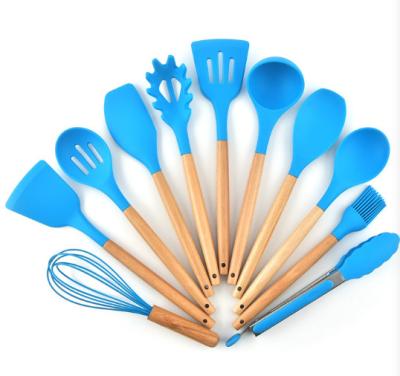 China Sustainable 12 Pcs Kitchenware Nonstick Silicone Cookware Cooking Tool Kit With Soft Handle for sale