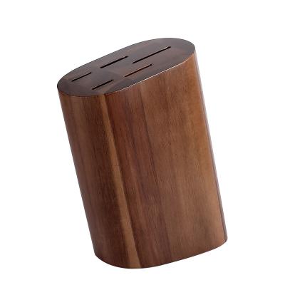 China Sustainable High Quality Natural Hue Acacia Wood Vertical Storage Knife Holder Kitchen Knife Storage for sale