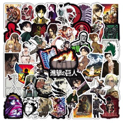 China 50pcs No-double Sun-protection Japan Waterproof Anime Cartoon Attack On Titan Stickers For Laptop Car Luggage Skateboard Motorcycle Diy Vinyl Graffiti Stickers for sale