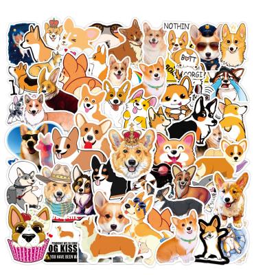 China Waterproof NO--Double Sun-protection Leave 100PCS Corgi Pet Dog Stickers Cute Cartoon Stickers On The Water Cup Bottle Luggage Phonecase DIY Animal Decals Sticker laptop for sale