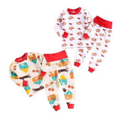 China OEM Breathable Baby Clothing Set Autumn Winter Warm Top Pants 2 Piece Combed Cotton Rib Baby Pajamas Set Toddler Boys Girls Per Clothes for sale