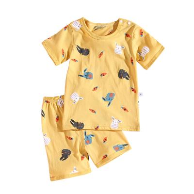 China Summer Toddler Girls Boys Casual Clothing Sets Combed Cotton Kids Pajamas Cartoon Animal Print T-shirt Shorts 2 PC Suit For 1- 7 years for sale