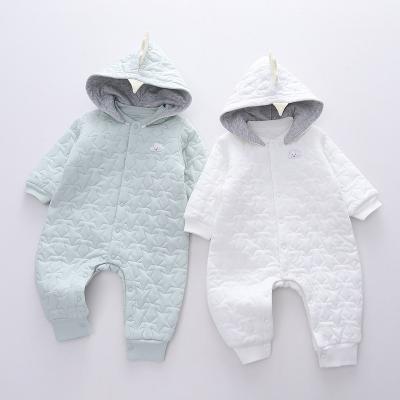 China Wholesale Solid Color Baby Winter Clothes Infant Cotton-Padded Overalls With Detachable Hood Warm Jacket Newborn Baby Hoodie Romper 9 Months for sale