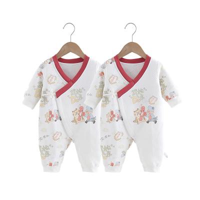 China Cartoon Ropa De Recien Nacido Cute Print Autumn Newborn Romper Baby Kimono Jumpsuit Sleeve Spring 6 Month Long Newborn Clothes for sale