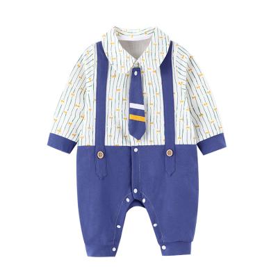 China Breathble Baby Clothes Cotton Cozy Maker Knitted Boys Captain Suit Rompers Baby Jumpsuit Gentleman for sale