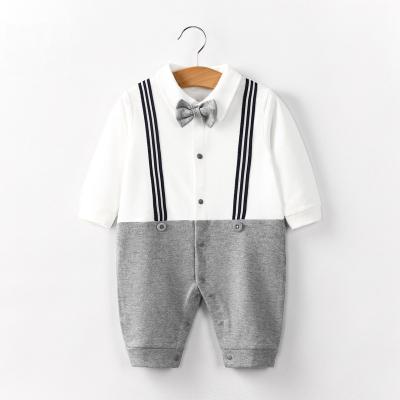 China Newest baby boutique sale gentleman bow tie baby romper boys onesie wholesale cotton straight warm newborn for sale