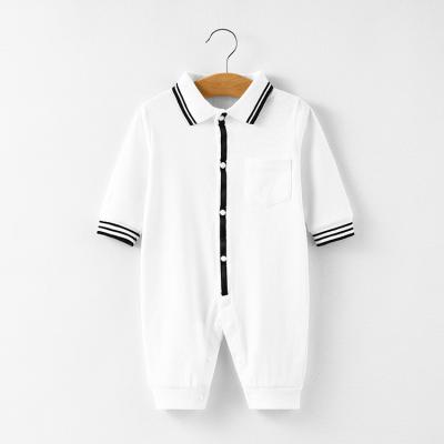 China 100% cotton newborn baby clothes straight import and export babies uses plain white polo baby romper for sale