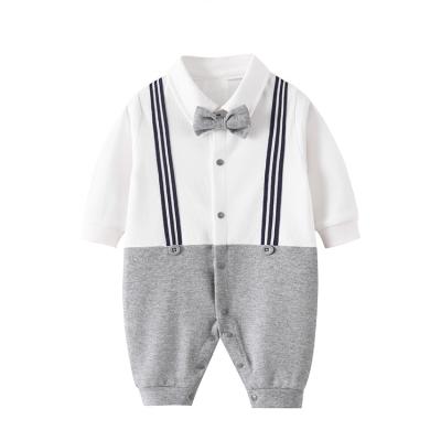 China Breathble Autumn Long Sleeve One Year Old Cozy Baby Onesie Gentleman Infant Outfits Fashion Male Baby Rompers for sale