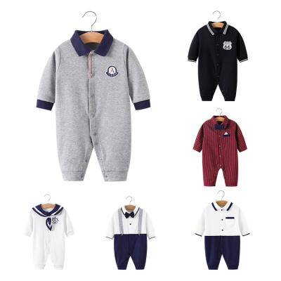 China Breathble Comfy Baju Bayi One Year Baby Boy Clothes 100% Cotton Onesie Baby Boy Gentleman Baby Boy Rompers for sale