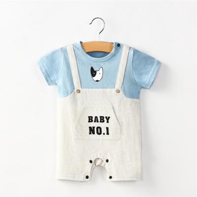 China Eco-Friendly Washable Breathable Washable Breathable Baby Girls Rompers Summer Baby Cartoon Puppy Pattern Suspender Cotton Rompers Two Piece Sets for sale