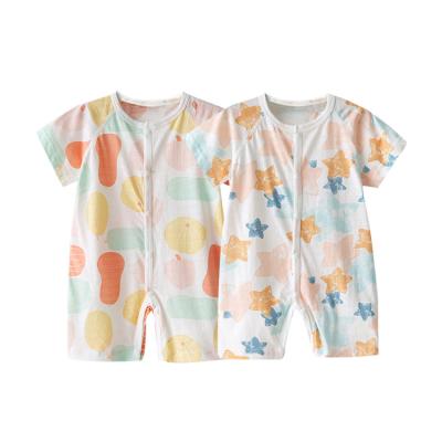 China Eco-friendly Washable Breathable Wholesale Summer Newborn Baby Clothes Cotton Cartoon Pattern Print Babies Floral Onesie Rompers for sale