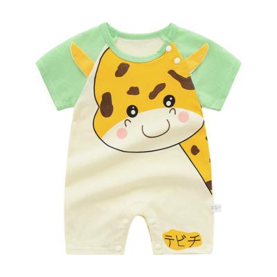 China 2022 Summer Baby Clothing Shorts Newborn Cartoon Breathable Washable Eco-friendly Cotton Animal Pattern Printing Baby Boy Girl Rompers for sale