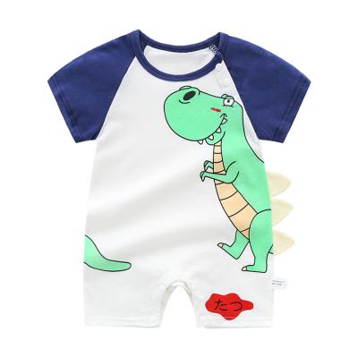 China Eco-friendly Washable Breathable Wholesale Cute Animal Print 0-12 Months Baby Boy Onesie Summer Style Cartoon Cotton Clothes Unisex Baby Boy Rompers for sale