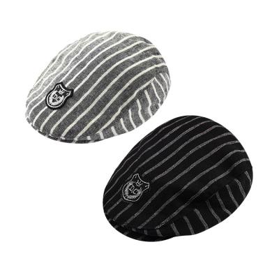 China Soft Baby Beret Hat Baby Fashion Striped Cute Adjustable Newsboy Hats Berets Hat For Toddler Infant Boys for sale