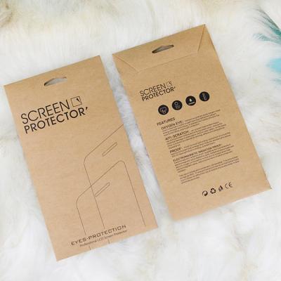 China Recyclable Custom Logo Tempered Glass Protective Film 250G Kraft Paper Envelope Bag for sale