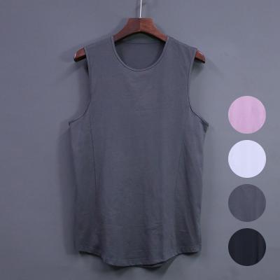 China Sleeveless gym vest men's gym sweat cotton T-shirt man neck LOGO round custom compression training viable sport high quality for sale